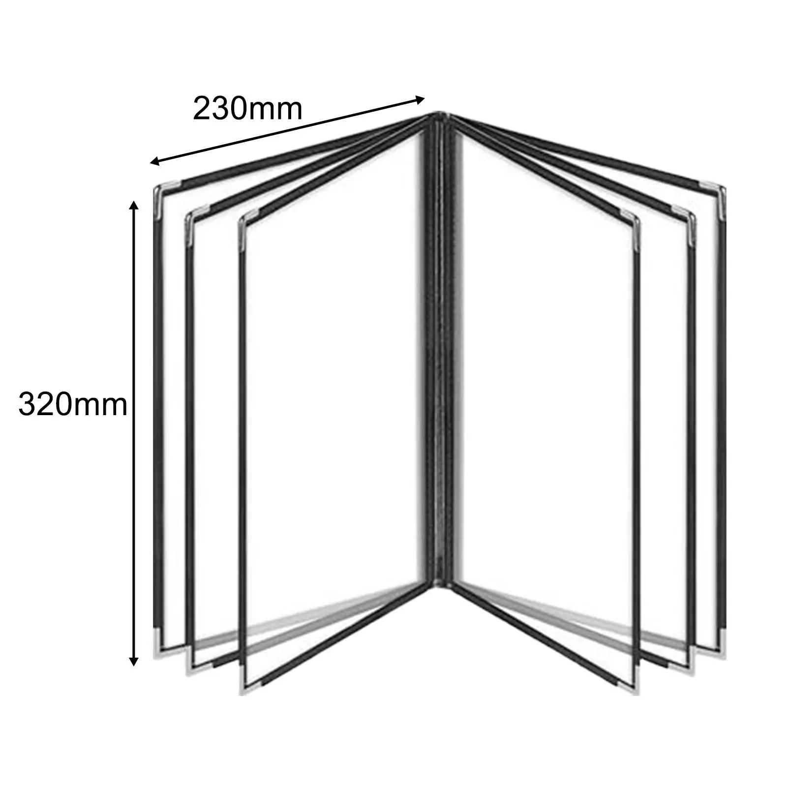 مجلد قائمة شفاف بلوح مزدوج ، حاملات حجم الحروف ، زوايا معدنية ، أغطية قوائم للفنادق والمطاعم والحانات والمقاهي