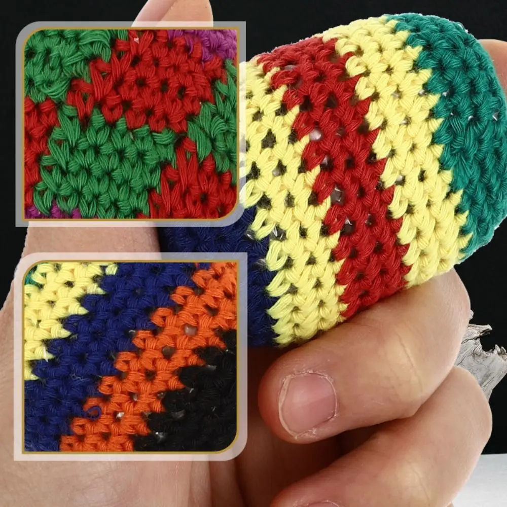 1/3/6/12Pcs Durable Handmade Knitted Footbag Sacks Multicolored 5cm Foot Bag Crochet Balls Geometric Pattern Random Color