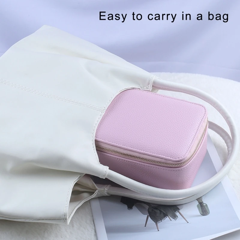 Elegant Travel Jewelry Case With 12 Velvets Zippers Pouches PU Leather Earrings Necklaces Accessories Holder
