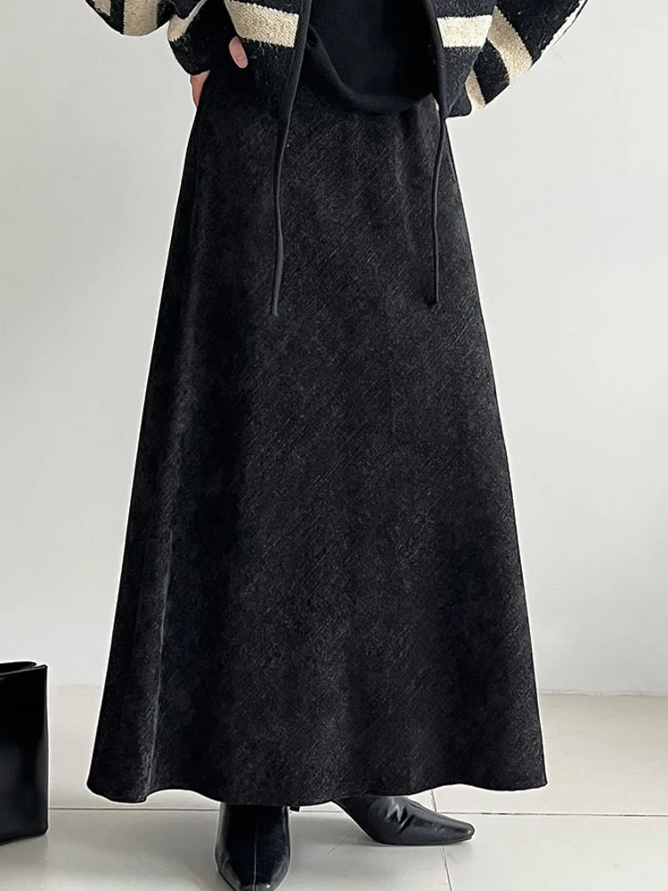 

Twill Brushed A-Line Skirt For Women Autumn Winter High-End Fashion Bodycon Midi Skirts