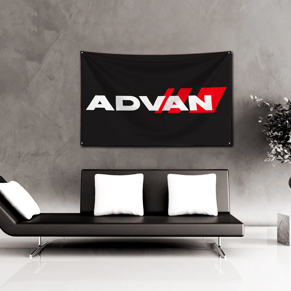 ADVANS WHEEL Flag Polyester Digital Printing Banner 4 Sizes for Garage Wall Art Out Door Decoration With Brass Grommets