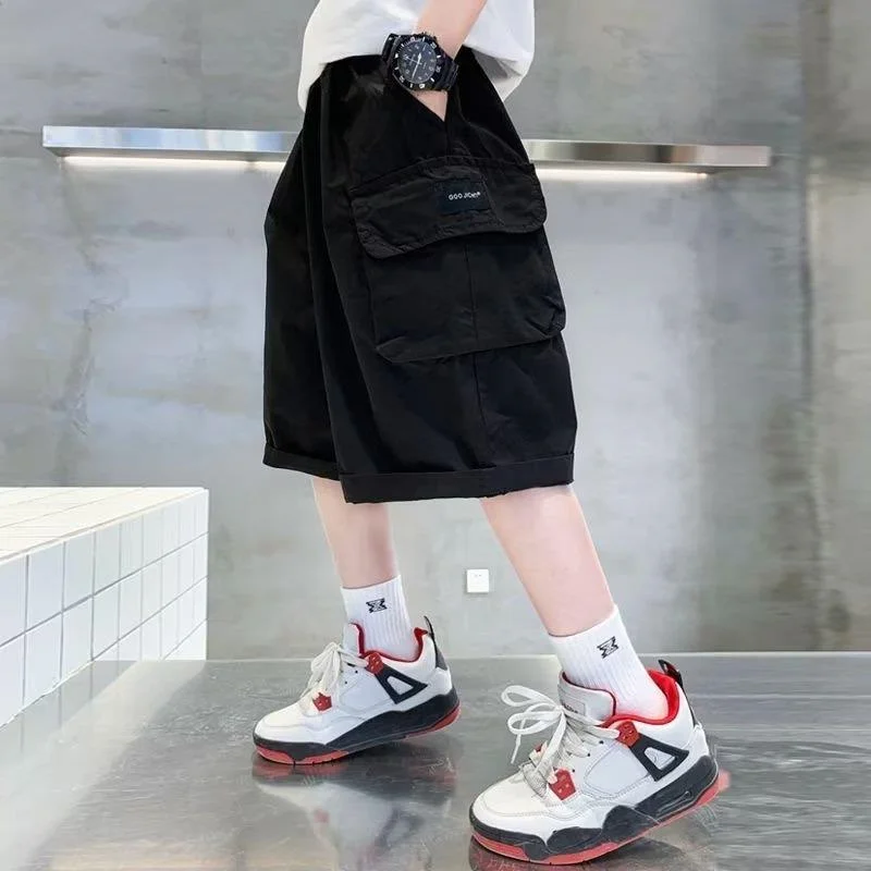 Boys Workwear Shorts 2026 New Summer Kids Casual Pants Children Trendy Streetwear Clothing Teenager Fashion Cargo Pants 5-14Y