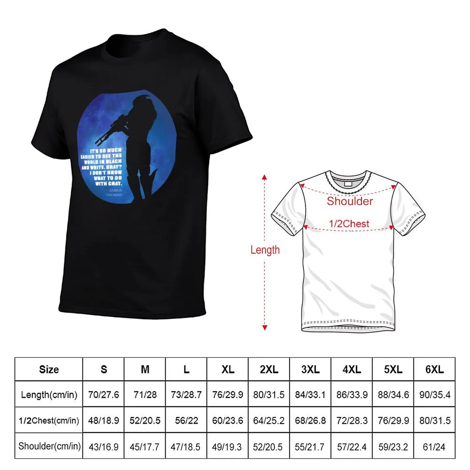Garrus Vakarian Nebula Quote T-Shirt Large Size Basic Casual T-Shirt