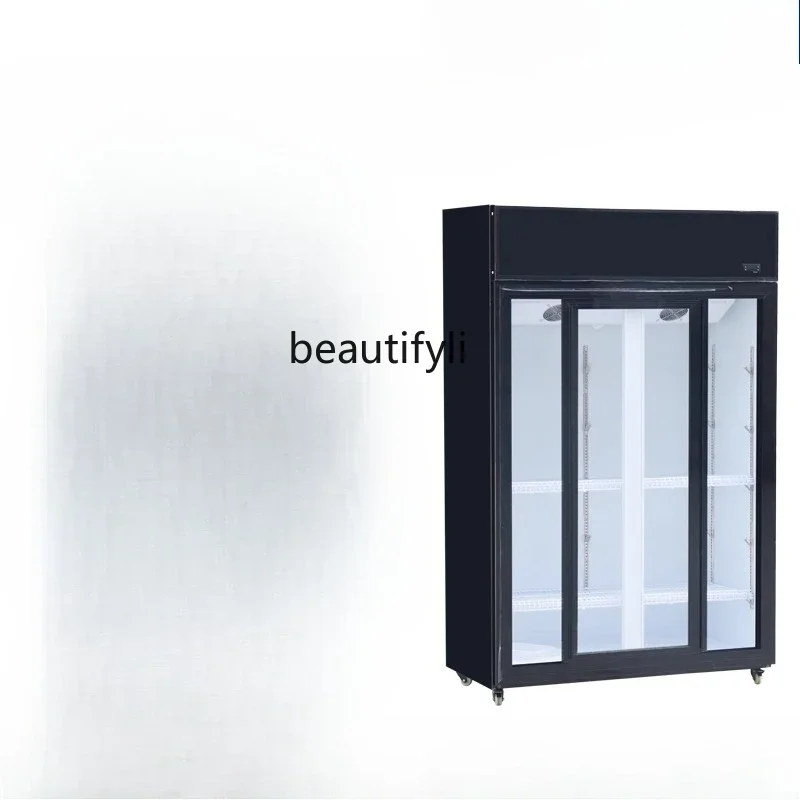 

A61 Sliding door vertical double door fresh-keeping cabinet sliding door refrigerated display cabinet fruit cooked food freezer