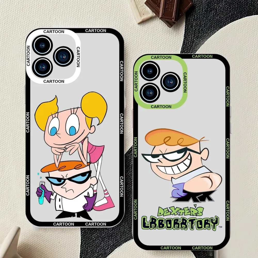 D-Dexter's Cartoon laboratory Phone Case For iPhone 11 12 Mini 13 14 15Pro Max Transparent Shell