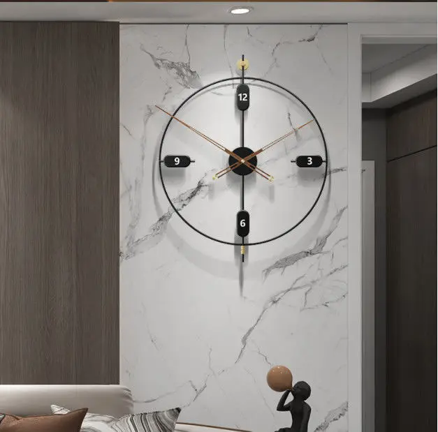 &c 62X50cm Large Metallic Wall Art Clock Customized Home Decor Decoration Watch Living Bedroom Hallway Dropshiping DDP ROHS WEEE