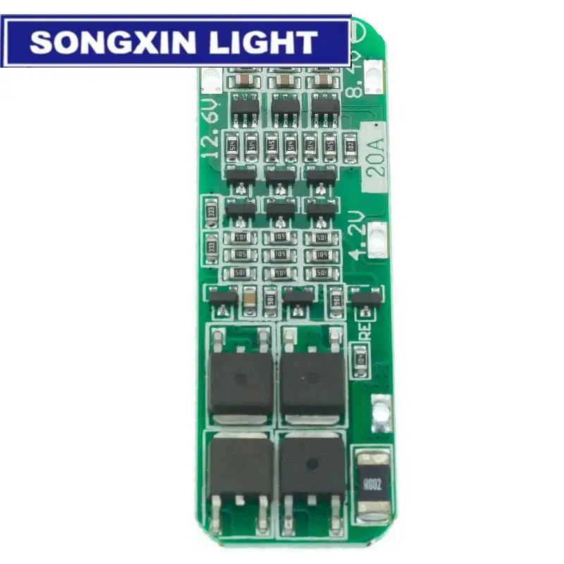 New 3S 20A Li-ion Lithium Battery 18650 Charger PCB BMS Protection Board For Drill Motor 12.6V Lipo Cell Module 64x20x3.4mm