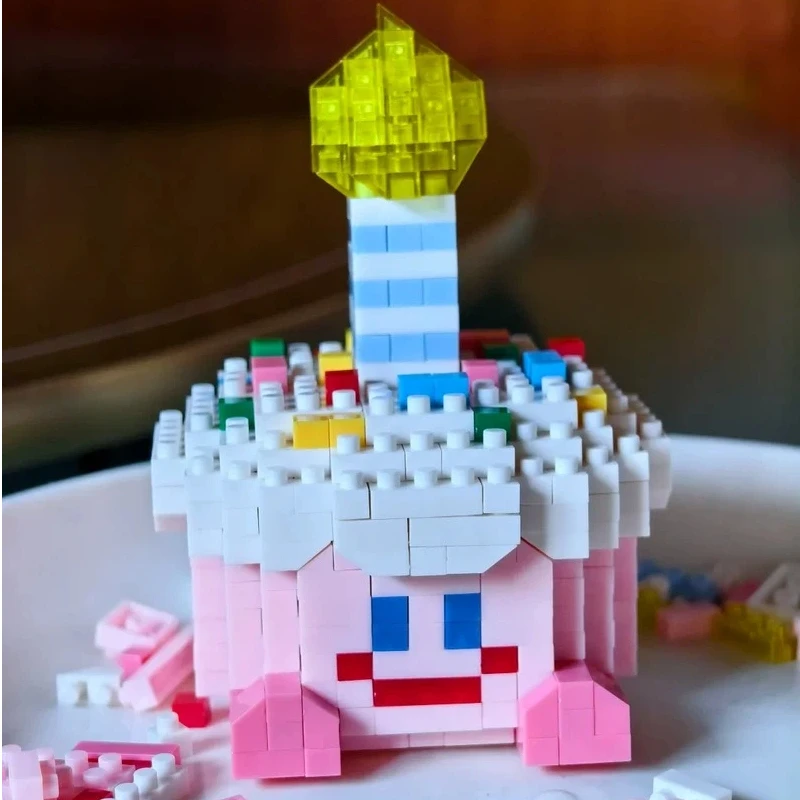 Birthday Cake Building Blocks Micro Particle Building Blocks Cute Decor Toy Set with Greeting Card and Gift Box Birthday Gifts