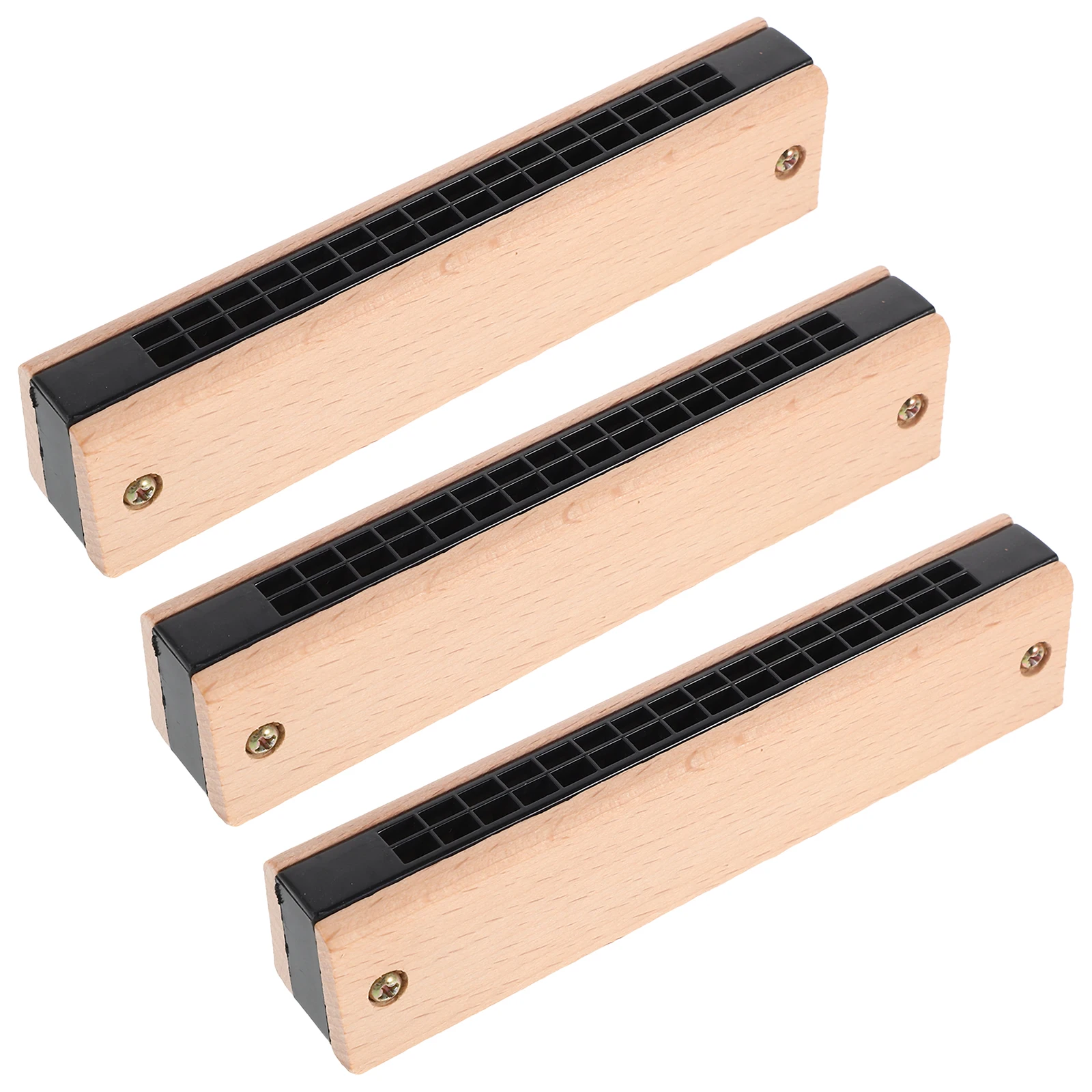 

3 Pcs Children's Harmonica Kids Musical Toys Double Row 16 Holes Wooden DIY Toddler Instruments Music Class Home Fun