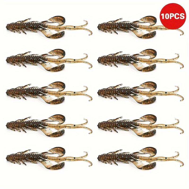10 Stück 10 cm/3,7 cm große, simulierte Garnelen-Angelköder aus Silikon, schwimmender Wobbler-Angelköder aus weichem TPE-Material, Angelzubehör