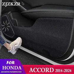 4PCS Carbon Fiber Texture Door Anti-dirty Anti-kick Pad Cover Sticker For Honda Accord 2014-2021 2022 2023 2024 Accessories