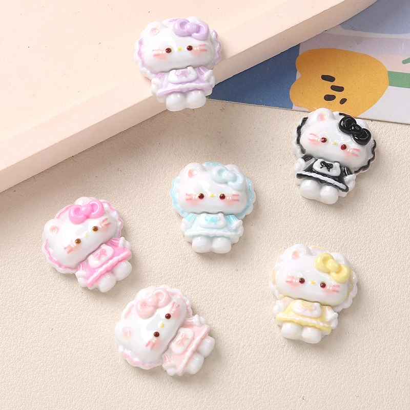 1pcs new Hello Kitty cute cartoon mix Color Kitten resin scrapbook DIY jewelry decorating accessories