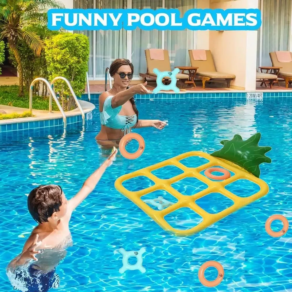Inflatable Pool Toss Game Inflatable Toss Set, Pineapple-Shaped Floating Board Games for Pool Party Family Fun Inflatable Toys