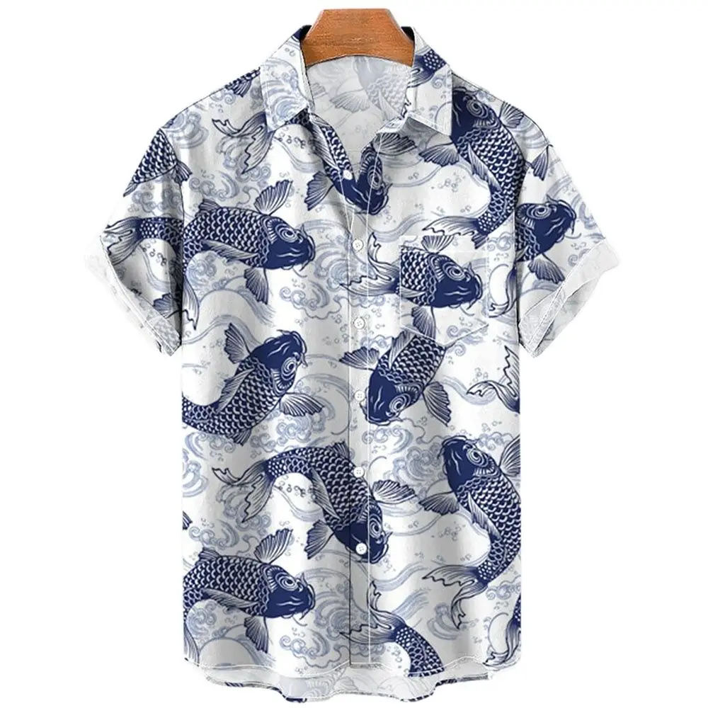 Summer Men's Shirt Animal Seahorse Fish Love Loose 3d Hawaiian Shirt  Clothing For MenTops Cute Casual Short-sleeved Clothes