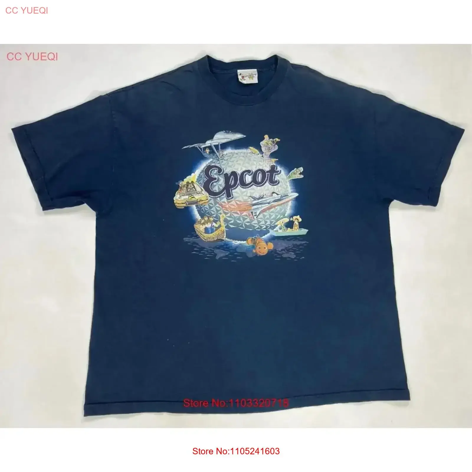 VINTAGE Epcot T shirt Men XXL Blue 90s Washed graphic fashion Soft Comfortable Breathable Slightly homme vintage Washed