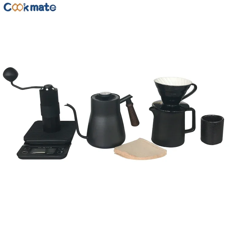 V60 Low Price New Design Camping Coffee Travel Bag Drip Set Pour Over Portable Coffee Set with Kettle Filter Glass Cup Tea Set