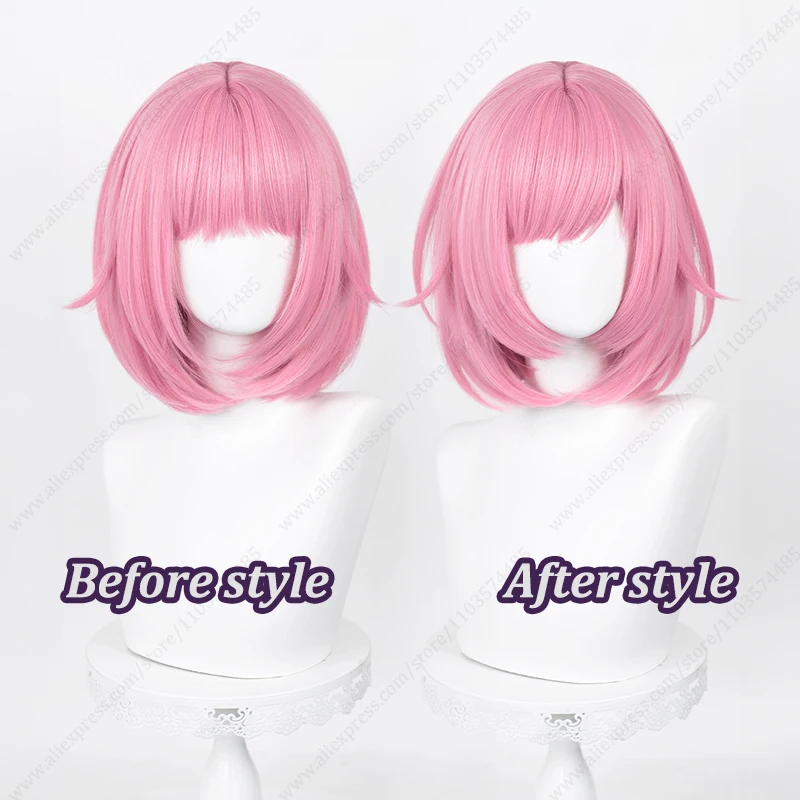 Ootori Emu Cosplay Wig 34cm Short Dark Pink Heat Resistant Perucas Synthetic Hair