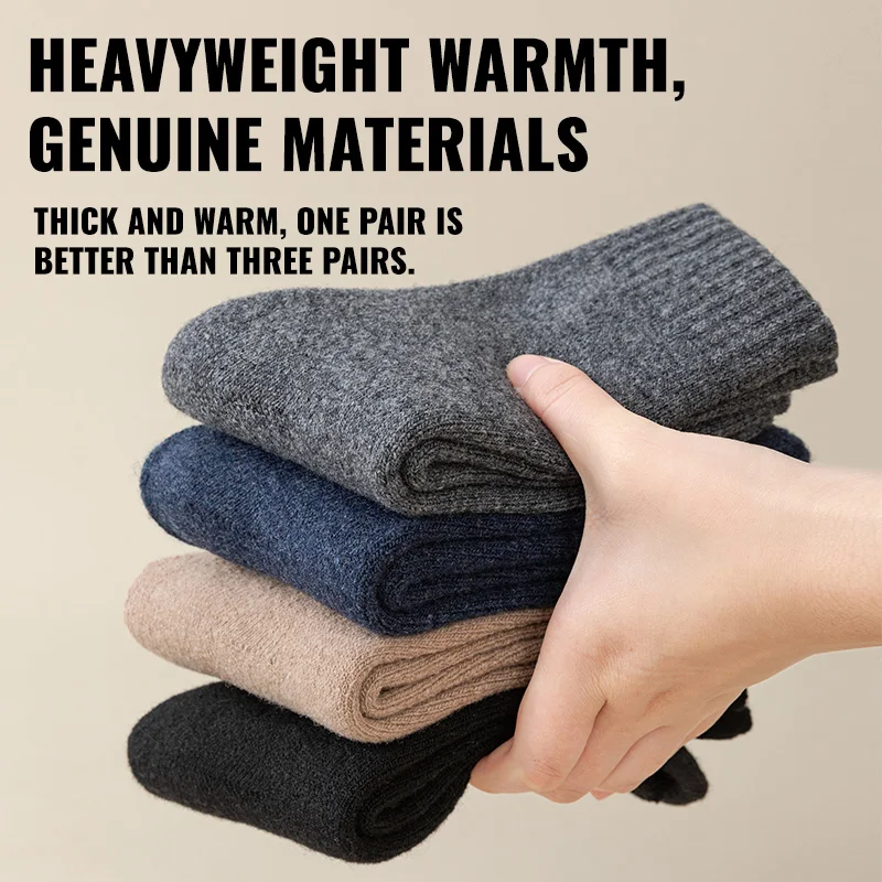 Kaos Kaki Wol Merino MiiOW Tebal Termal Musim Dingin Empuk Hangat Tahan Dingin Kasmir Crew Sock Pria Kaos Kaki Salju Hangat