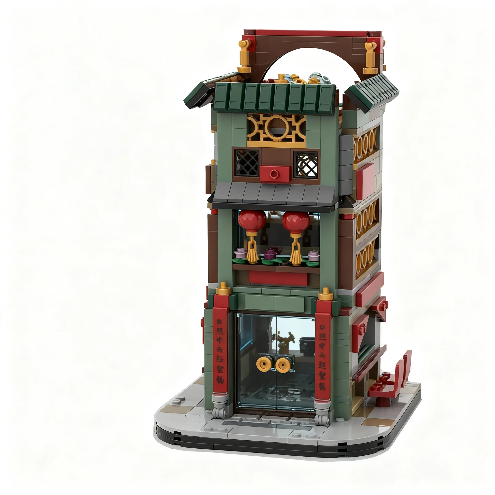 620pcs MOC Ninjia Three-Story Noodle Shop Model Toy Building Blocks Construction Christmas Gift Collection Idea Assemble Brick