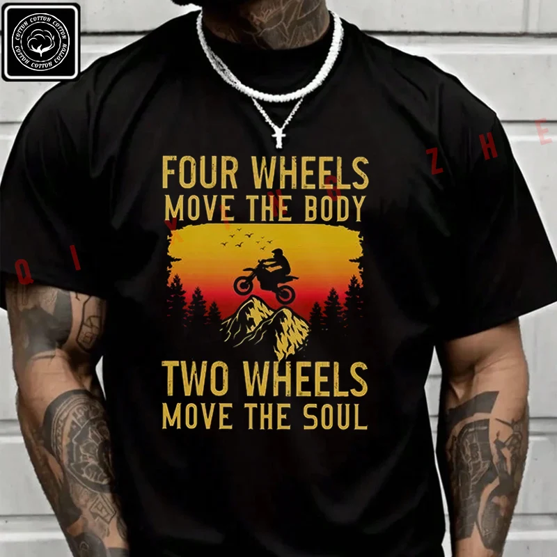 

Men's And Women's T-shirt Summer New Moto Cotton Tee Greenink Dirt Bike Motocross Biker Short-sleeved Spring Autumn Top