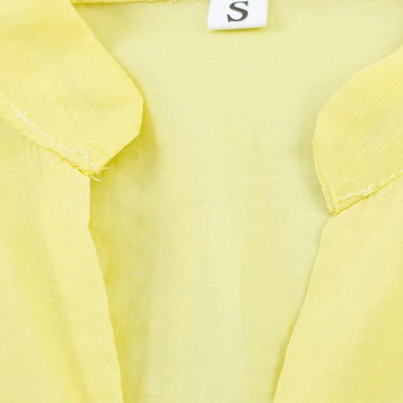 Elegant Chinese Style Frog Button Blouse Sheer Wide Sleeve Loose Fit 2026 Summer Office Casual Chic Breathable Wear Women Top