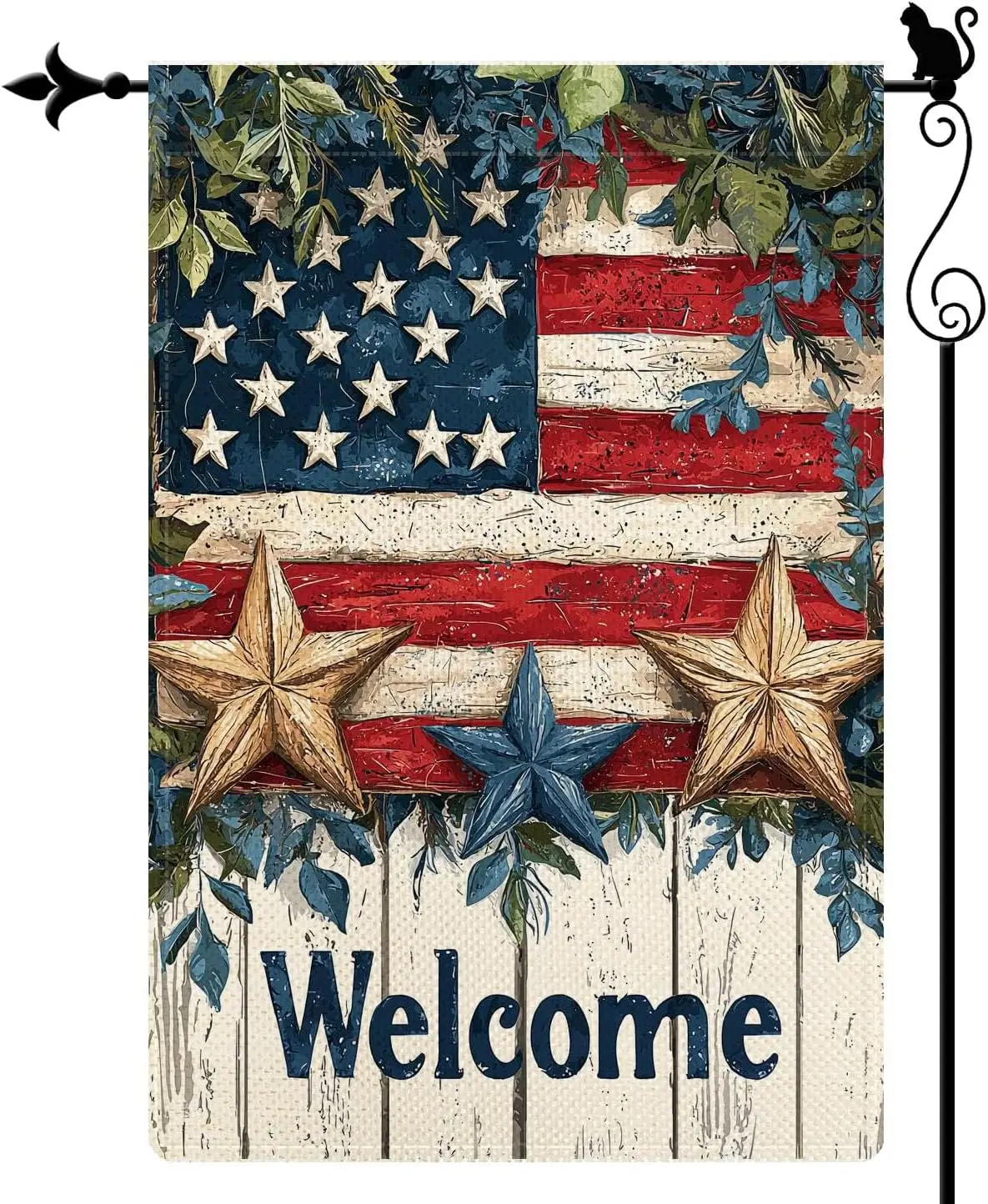 Vintage American Flag Garden Flag 12.5x18 Inches - Patriotic Welcome Stars and Greenery Outdoor Decor YYN UUV EEU SSL hhz