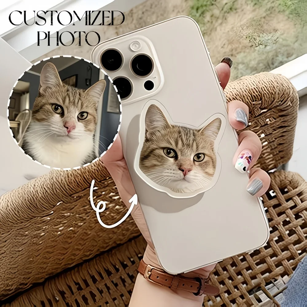 

Photos Custom Acrylic Phone Grip Pet Figure Portrait Custom Magnetic Cell Phone Grip Couple Photo Phone Stand Birthday Gift