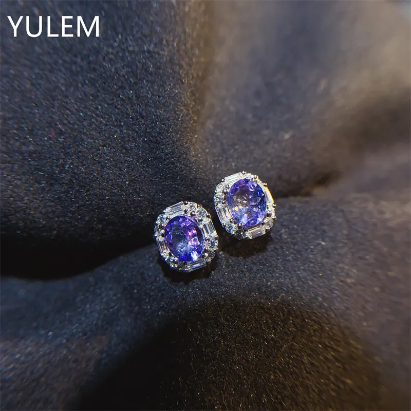 Natural Tanzanite Earrings 925 Silver Center Stone Size 4x5mm Women's Earrings Gift
