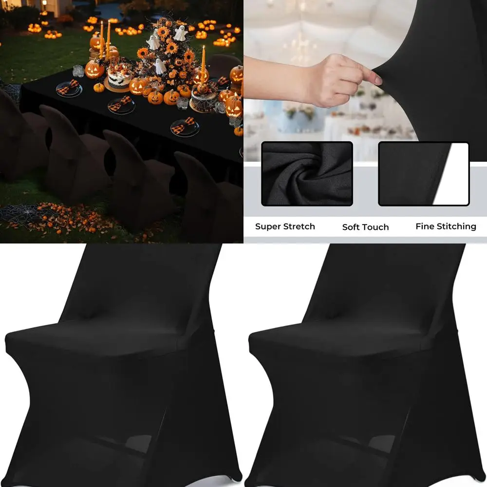 

Upgraded 30-Pack Spandex Chair Covers for Halloween, Weddings, and Events - Black