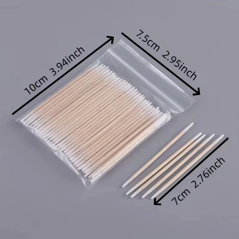 Disposable Ultra-small Micro Brushes Eyelash Extension Glue Removing Tools Double-end Wood Cotton Swab Lint-Free 7cm