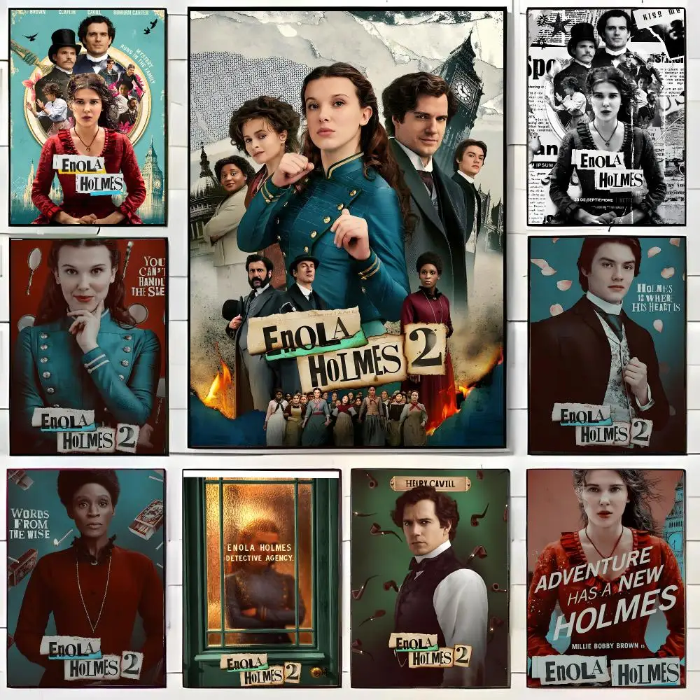 Comedy Movie E-Enola Holmes Poster HD Self-Adhesive Wall Decals For Living Room & Bedroom Home Decor Gift