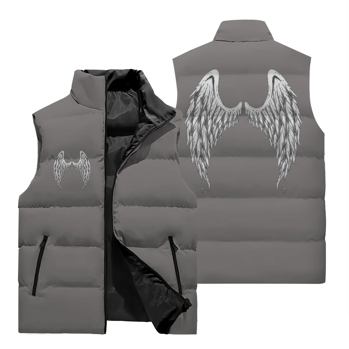 New Men's Winter Jacket, Lithium Fleece Jacket, Lightweight Cotton Jacket, Angel Wings 3D Printed Ethnic Style