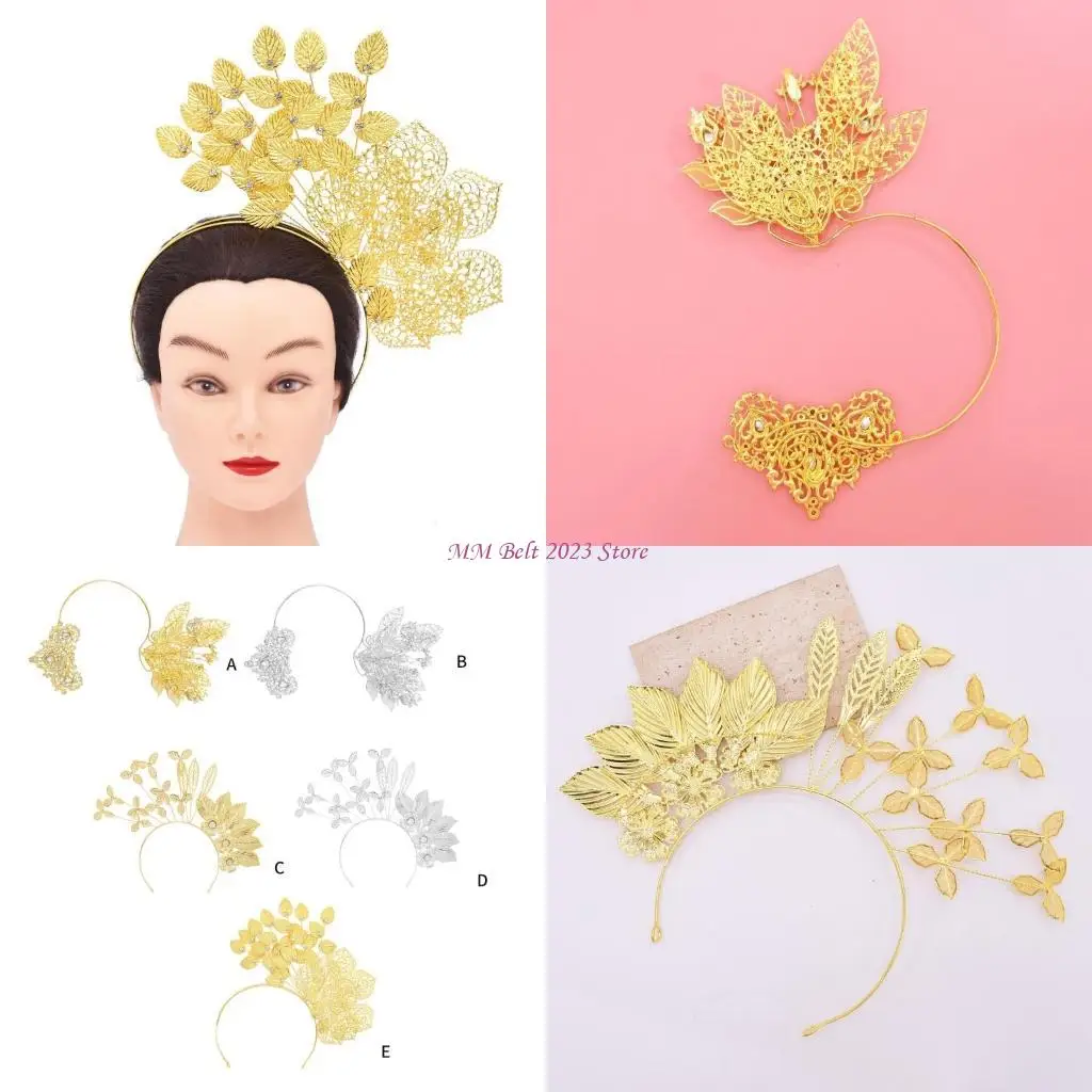 

49me преувеличенная цветочная и листовая повязка на голову для невест