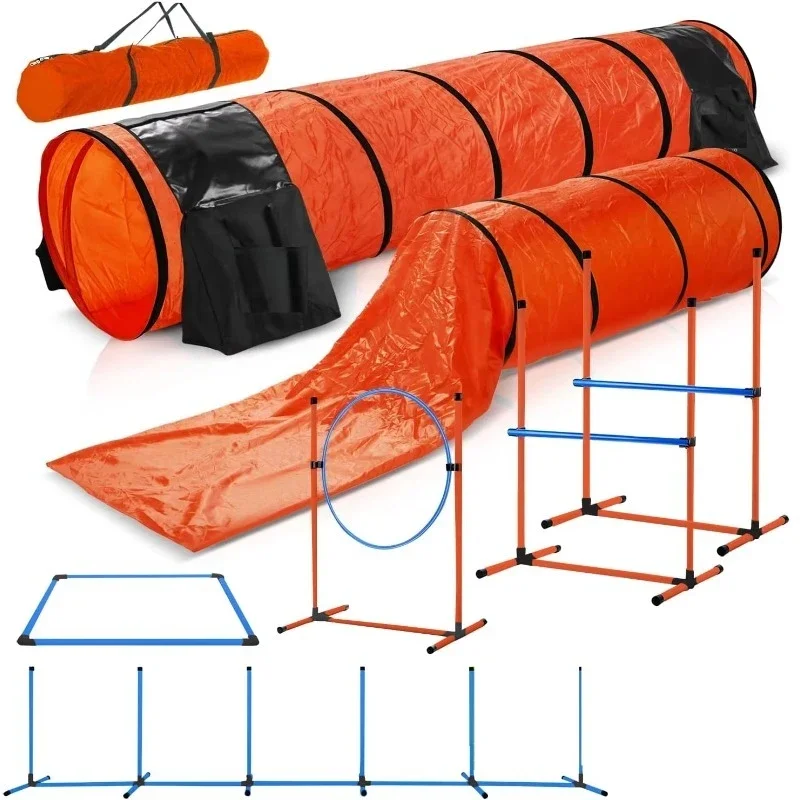 Dog Agility Training Equipment Kit Plastic Tunnel Bar and Dog Agility Course for Exercise Disorders