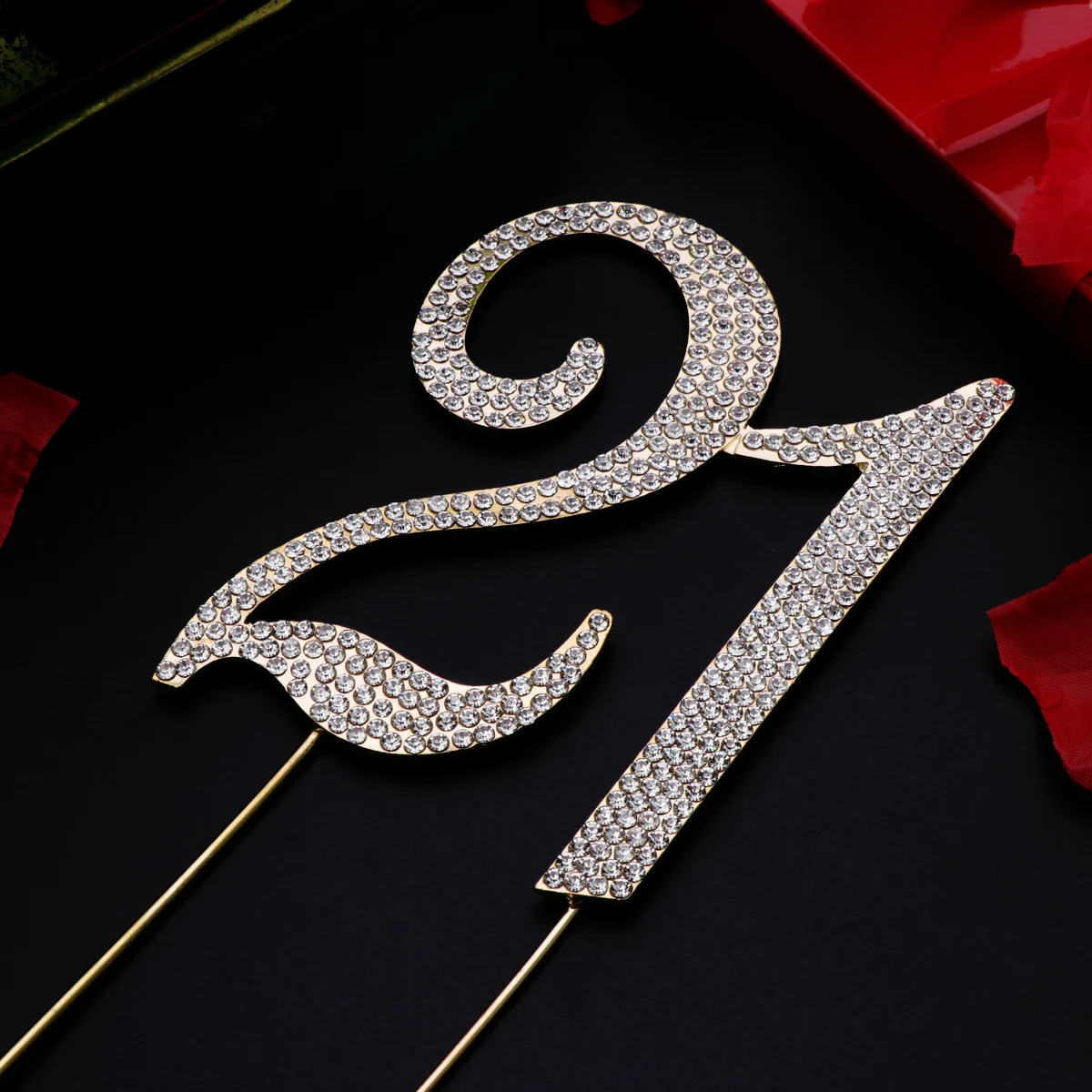 

Toppers Birthday Sparkly Rhinestone Decoration Party Anniversary Number Cake Topper Elegant Crystal Cake Insert