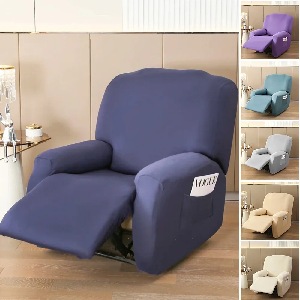 

4pcs/set Solid Color Single Sofa Cover Is Comfortable and Soft Lazy Boy Recliner Cover Sofa Combination Set Cover Home Decorate