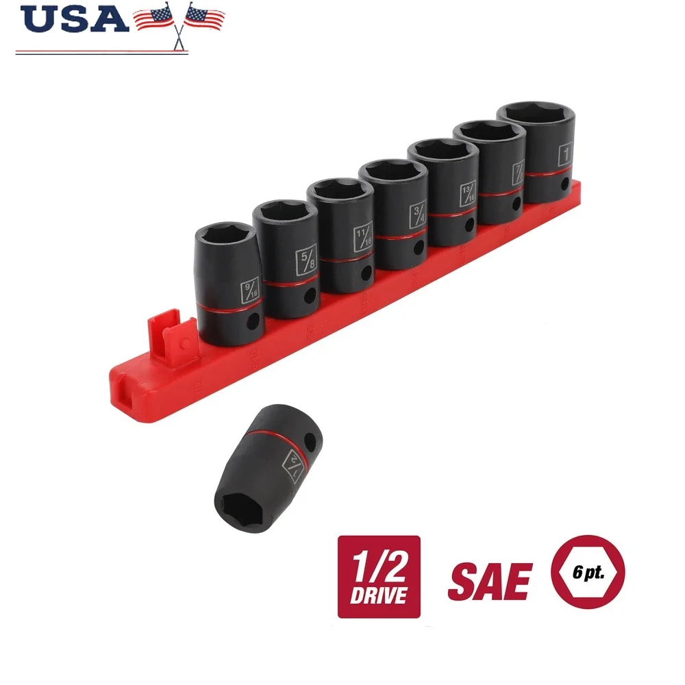 

Набор ударных головок с приводом 1/2 дюйма, 9 предметов, сталь Cr-V с цветовой кодировкой, организация хранения, регулируемый, простой в эксплуатации, прочный набор инструментов