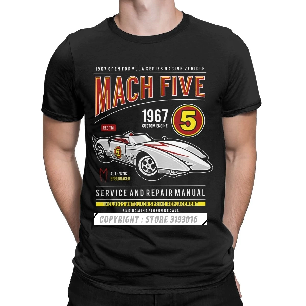 Zabawa Mach pięć serwis i naprawa Manuel Tshirt mężczyźni O szyi koszulka prędkość Racer koszulka Anime koszula boże narodzenie