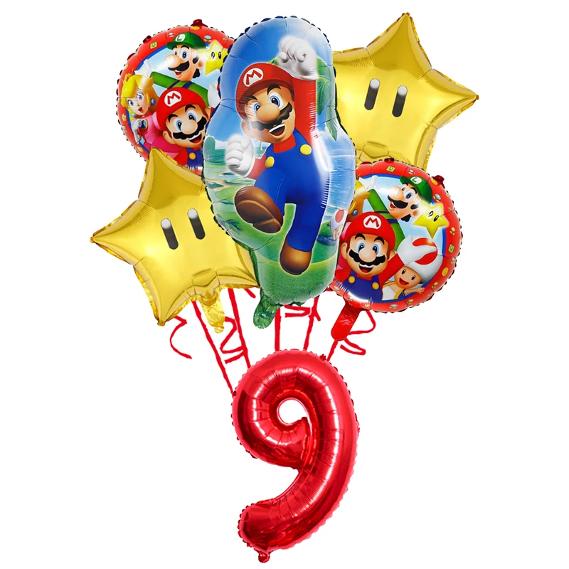 Super Mario Bros Numbers Ballons Birthday Balloons Party Decoration Baby Shower Ornaments Cartoon Anime Room Decor Kids Gifts