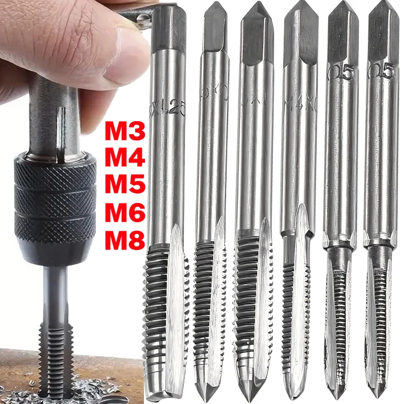 

M3 M4 M5 M6 M8 Adjustable T-Handle Tap Wrench Thread Tapping Screwdriver Tool Set Hand Wrench Thread Metric Screw Drilling Plug