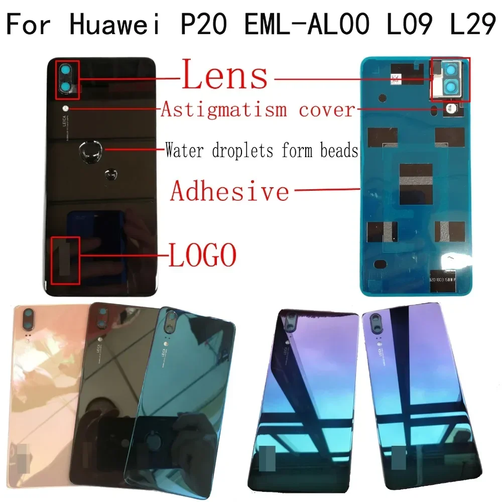 

Shyueda 100% Orig New For Huawei P20 EML-AL00 EML-TL00 EM-L09 EML-L29 Glass Rear Back Door Housing Battery Door Cover + Adhesive