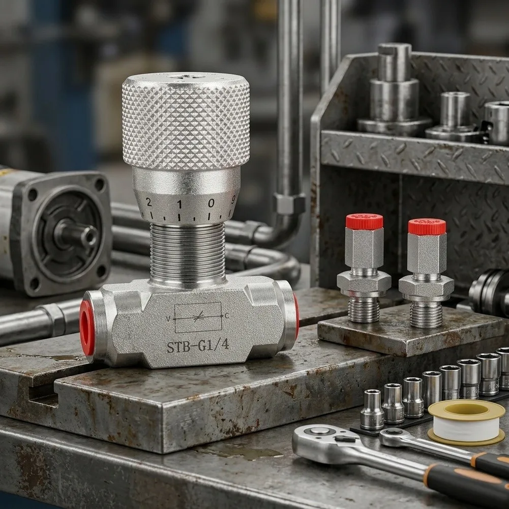 For Precise Hydraulic Regulation Silver Hydraulic Flow Control Valve 30 L min Flow Rate Standard Thread Connection