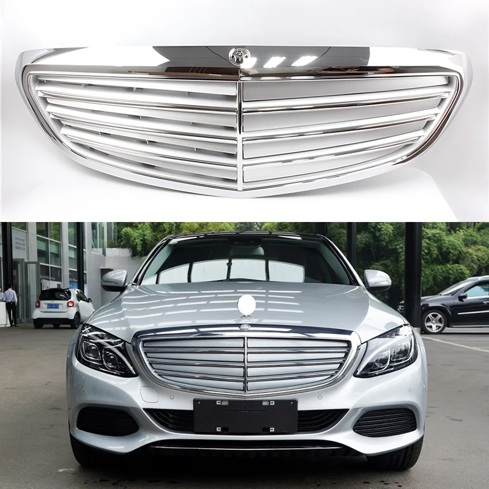 

For Mercedes-Benz W205 C180 C200 C220 C280 C300 2015~2018 Auto Car Body Parts Front Bumper Grills Upper Guard Grid Radiator