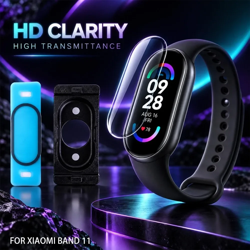 Easy To Install Soft HD Film for Xiaomi Mi Band 11 MiBand 11 PMMA Positioning Film 3D Full Coverage Screen Protectors Not Glass