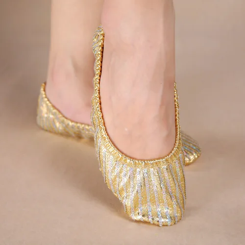 Imagen 2 del producto 1 par/lote de zapatos de danza del vientre para mujer, accesorios de danza del vientre, zapatos de lentejuelas suaves