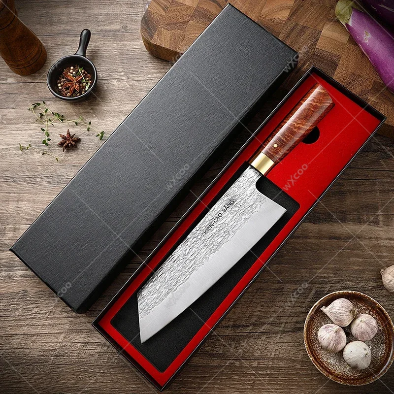 Forged Stainless Steel Chef\'s Knife Kitchen Knife Solid Wood Handle Butcher Meat Cleaver Fish Vegetable Fruit Slicing Knife