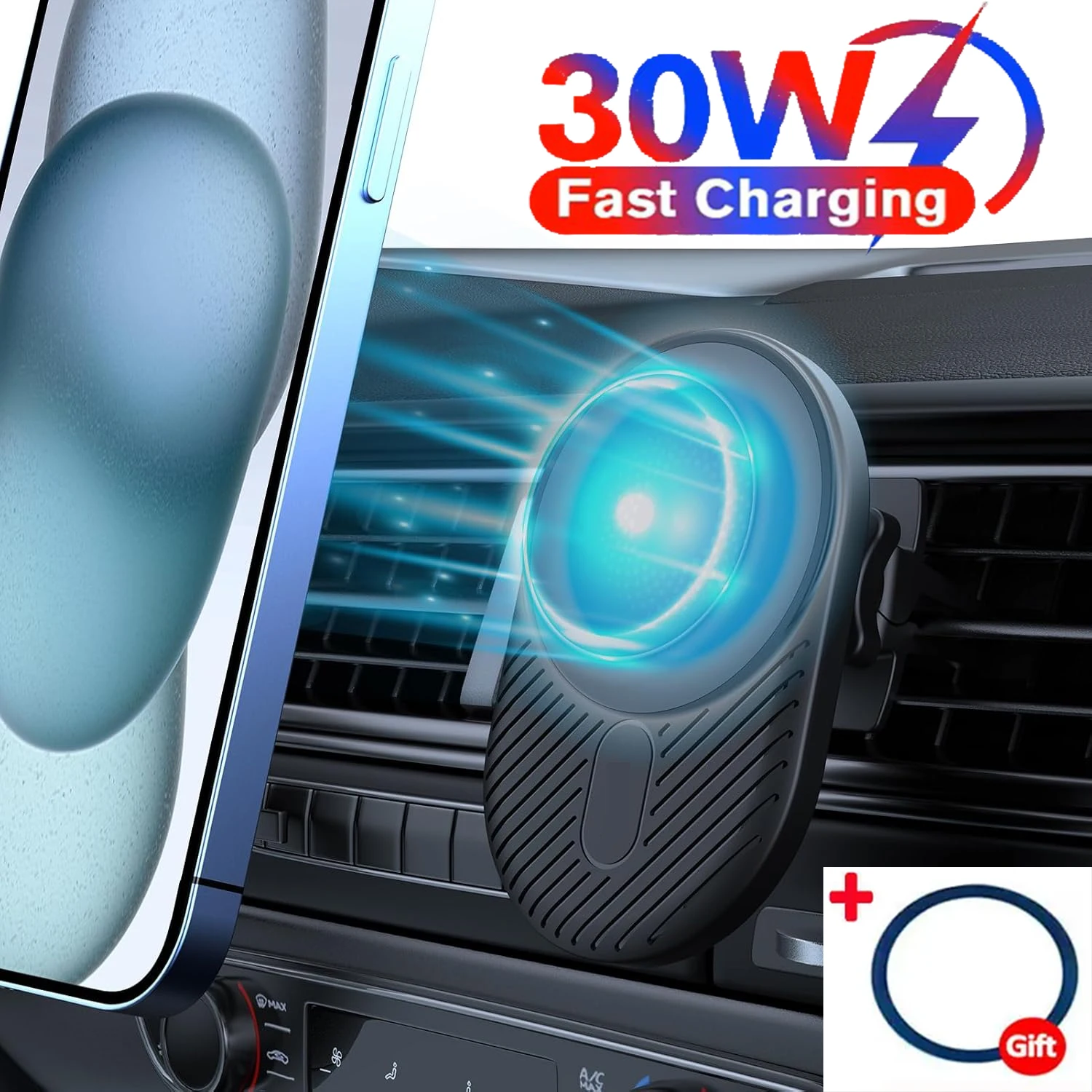 30W Fast Car Wireless Chargers Magnetic Car Air Vent Phone Holder for iPhone12 13 14 15 Pro Max Samsung Macsafe Charging Station