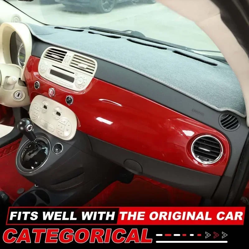 

For Fiat 500 2008-2023 polyester black car dashboard sun protection mat sticker car interior protection accessories LHD 1Pcs