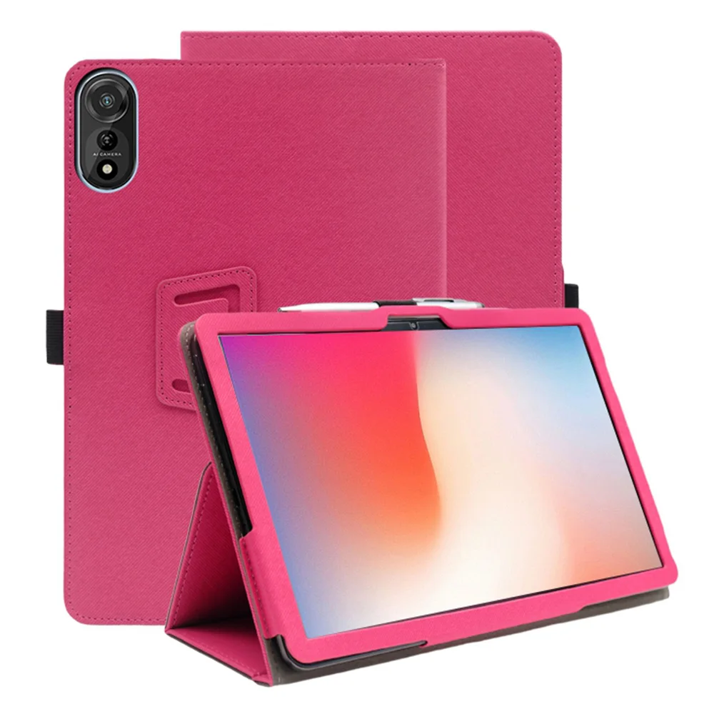 

Чехол-подставка для Blackview Mega 2, чехол для планшета из искусственной кожи, встроенный ремешок на руку - розовый