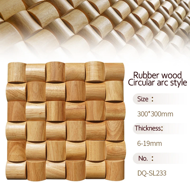 Art Wall Panel for Home Decoration 3D Solid Wood Timber Mosaic Rubber Wood Circular Arc Three-dimensional Log Background Wall